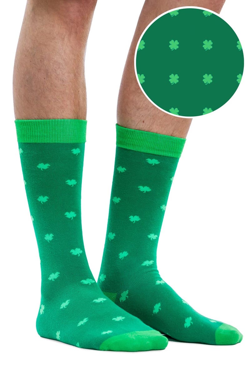Tipsy Elves Men's Green St. Paddy's Day Clover Socks,Clover,One Size - Image 2